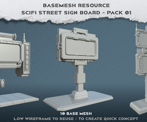 BaseMesh_Scifi Street Sign Board - Pack 01