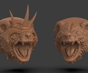 Stylized Grizzly Bear Trophy Head