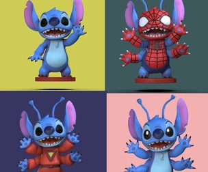 Stitch 4 pack 3D Printable Fan ART