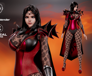 Fantasy Girl - Modular Low-poly 3D model