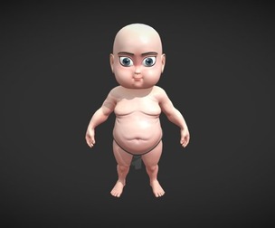 Chibi Fat Sumo Low-poly 3D model
