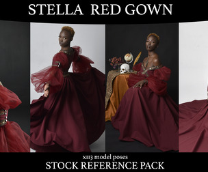 Stella in Red Gown - Stock Model Reference Pack