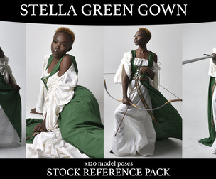 Stella in green gown - Stock Model Reference Pack