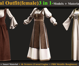 3 in 1 Medieval Outfit-Models+Materials