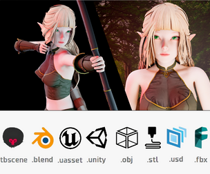 Elf Archer -Female Character - Blender UE5 Unity