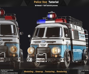 Police Van / 3D Model + Full Tutorial Process