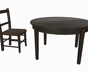 Old wooden table and chair