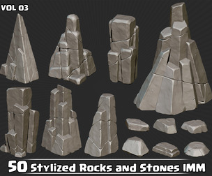 50 Stylized Rocks & Stones IMM Brush VOL03