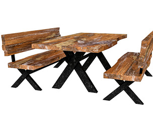 3D 3D natural wood table chair model