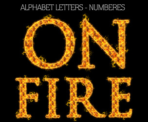 Fire Alphabet Letters and Numbers, Burn Flaming