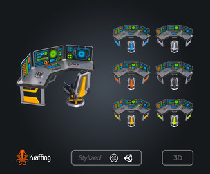 SCI-FI PC Desk V1 - Futuristic Computer – Game Ready