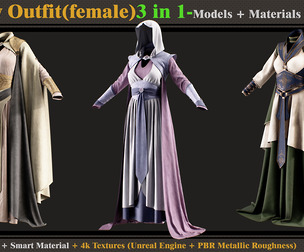 3 in 1 Fantasy Outfits-Models+Materials