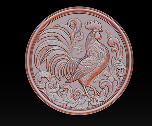 Rooster relief coin - CNC Relief Model