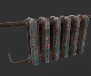 Old Cast Metal Radiator - Low Poly - Game Ready