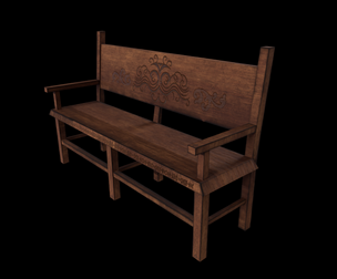 Bench Game ready - Low - Poly 3d model