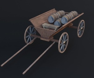 Cart MedevialProps Game Ready Low Poly 3D Model