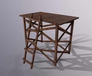 Medieval PBR Guard Tower - Game Ready 3D Model