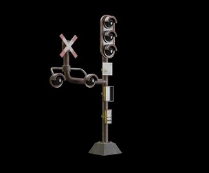 Railway Crossing - PBR Low-Poly 3D model