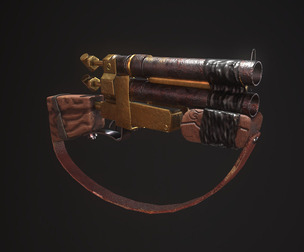 Mini Gold Shotgun - Game Ready - Low Poly PBR 3D