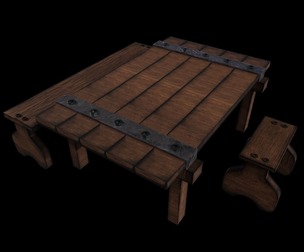 Old Table and Chair - Game Ready - Low Poly PBR 3D