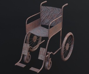 Old Wheelchair - Game Ready - Low Poly PBR 3D