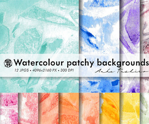 Watercolour Patchy Textures Set Textured Backgrounds JPG 300 DPI Printable Instant Download