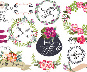 Vector Hand Drawn Flowers, Watercolor