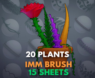 20 IMM PLANT Curve Brushes and sheets Zbrush