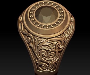 man signet ring with ornaments 3D print model
