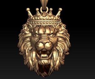 lion necklace with crown 3D print model
