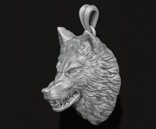 angry wolf pendant 3D print model