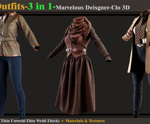 3 in 1 Girls Outfits-Models+Materials