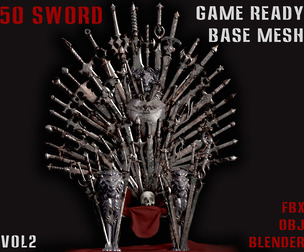 50 Sword Game Ready Base Mesh - Vol02