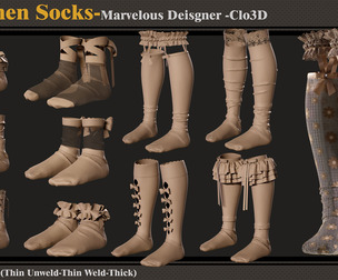 10 Women Socks -MD-Clo3D -ZPRJ-FBX -OBJ
