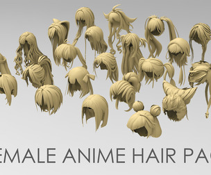 25 female anime hair pack 7