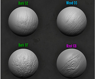Zbrush Alpha Pack - Wood & Bark (Free Sample)