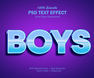 3D Boys PSD fully editable text effect