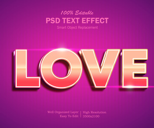 3D Love PSD fully editable text effect.
