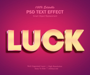 3D Luck PSD fully editable text effect.