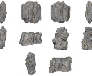 Realistic Low Poly Rock Cliff Collection