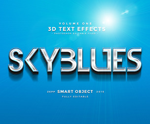Sky blues PSD fully editable text effect.