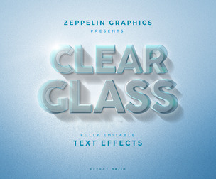 Clear Glass PSD fully editable text effect.