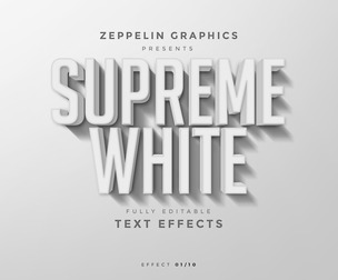 Supreme White PSD fully editable text effect.