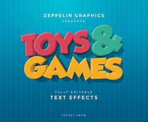Toys Games PSD fully editable text effect.