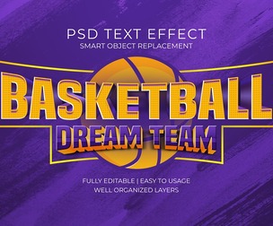 Basketball PSD fully editable text effect.