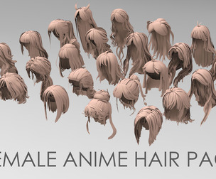 25 female anime hair pack 8