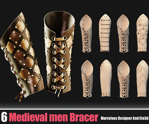 6 Medieval Men Bracer In MD And  Clo3d