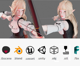 Elf Archer - Blender UE5 Unity - 40 animations