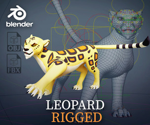 Cartoon Leopard Rigged - Makucha Low-poly 3D model