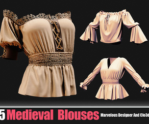 5 Medieval Women Blouses In MD And Clo3d
